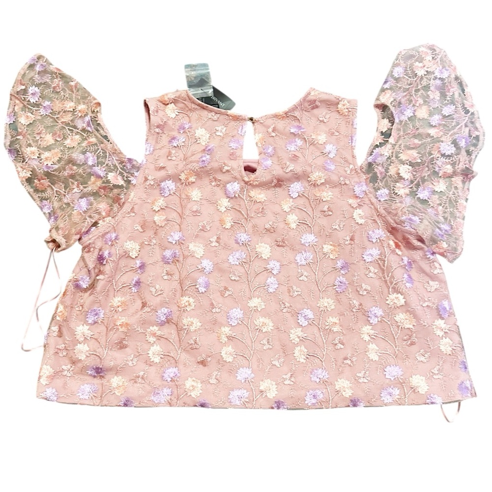 NWT Lane Bryant Pink floral embroidered lace cold shoulder top size 18 - Picture 2 of 9